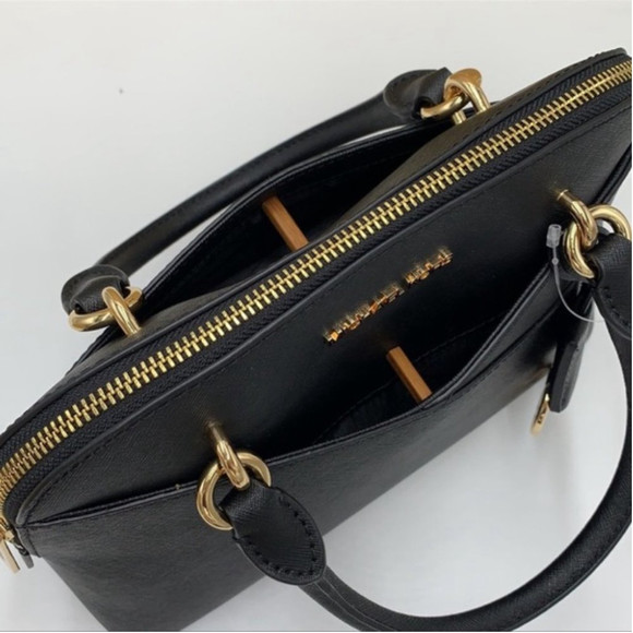 Michael Kors Jet Set Travel Medium Saffiano Leather Dome Satchel Black - Picture 14 of 16